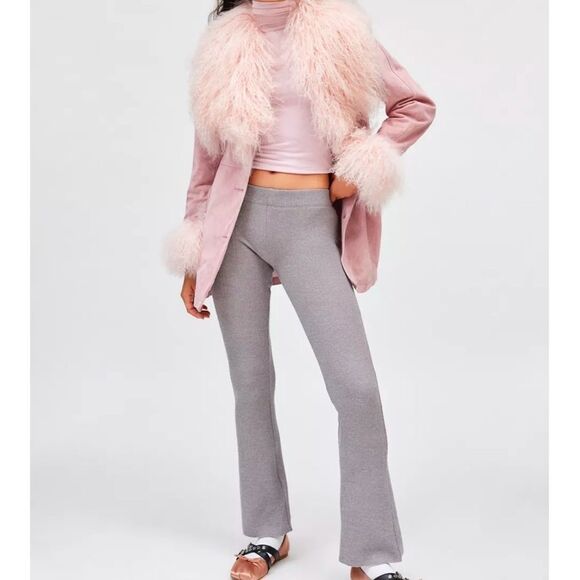 Urban Outfitters Farrah Knit Kick Flare Pant Grey Large New - Picture 1 of 7